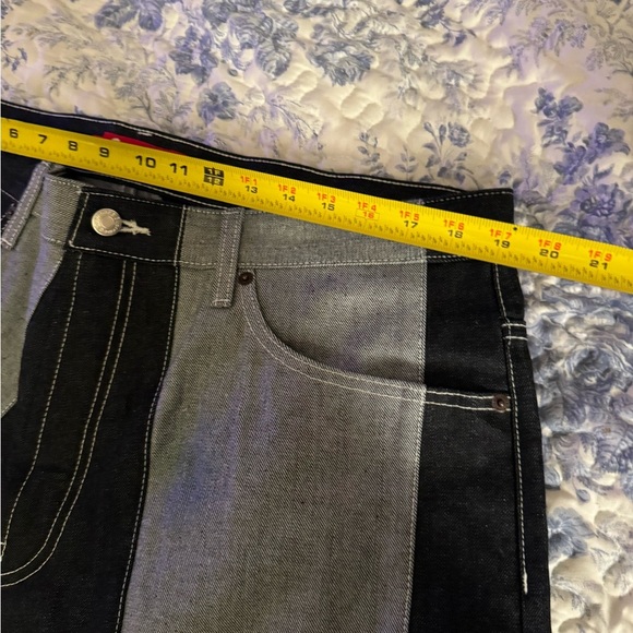 Supreme paneled stripe baggy jeans in rigid indigo - Picture 8 of 9